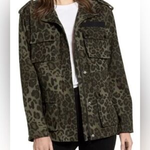 Avec Les Filles Olive Leopard Print Cargo Jacket Sz. M Ret. $175